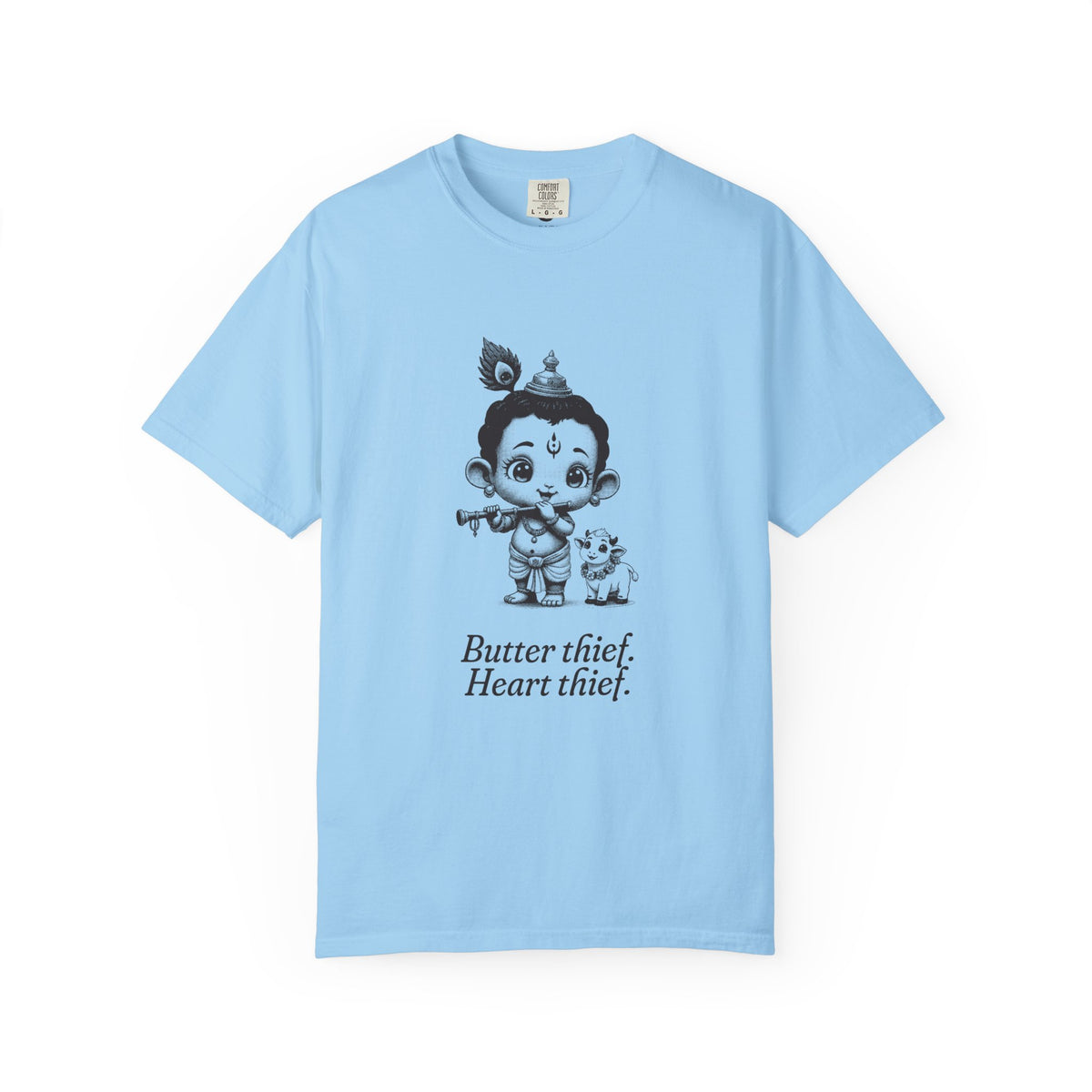 Krishna · “Butter thief. Heart thief.” — Garment-Dyed One-Ink Tee