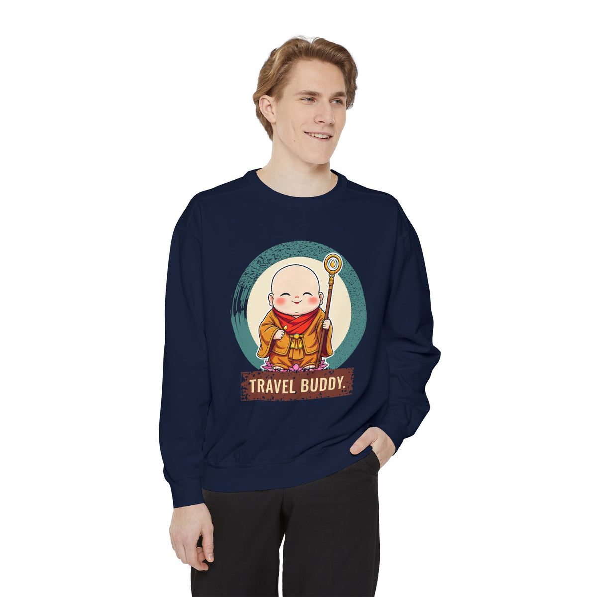 Jizō · “Travel buddy.” — Garment-Dyed Sweatshirt
