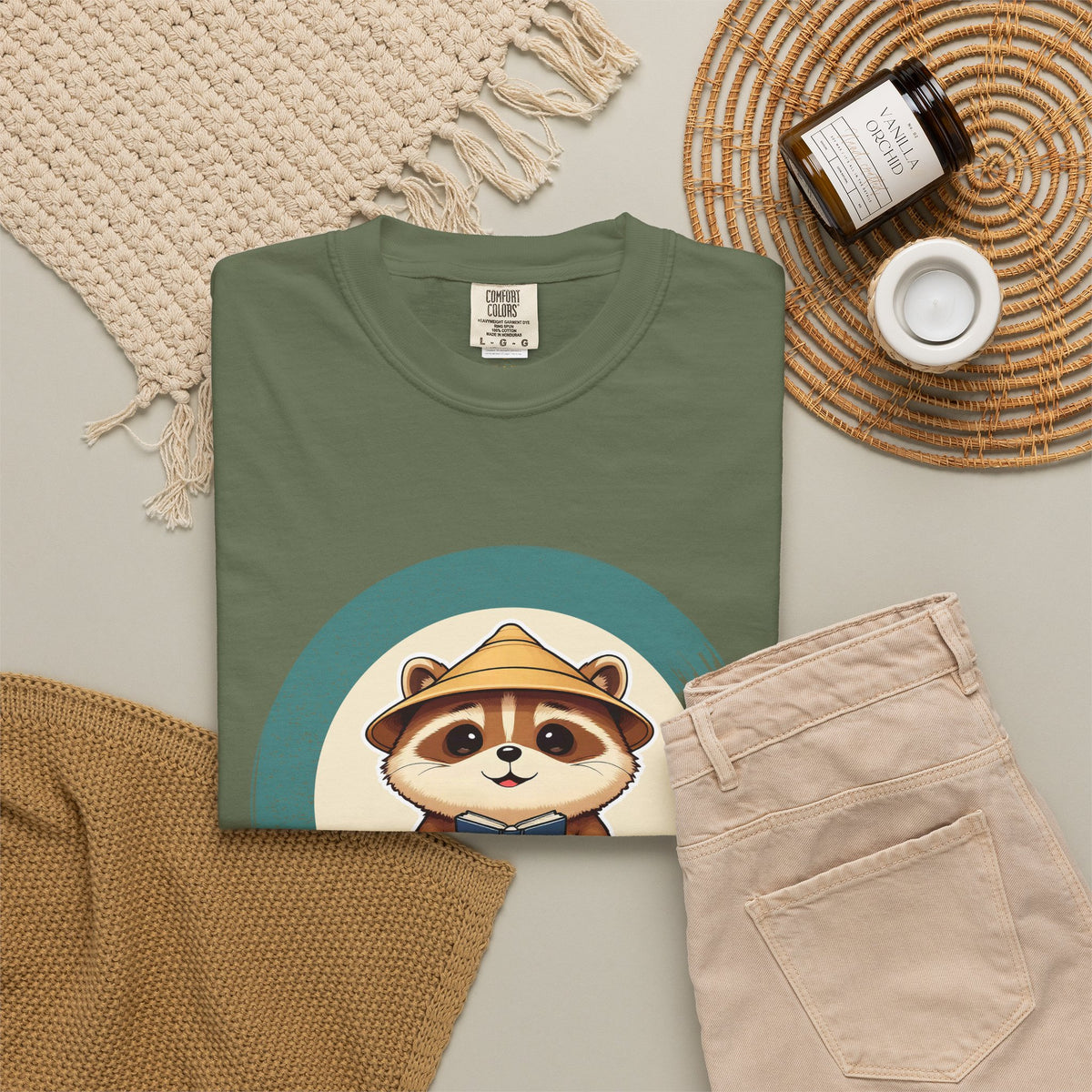 Tanuki: Lucky Greeter at the Shop Door — Garment-Dyed T-Shirt