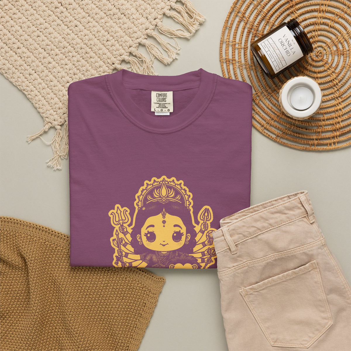 Durga · “Every god chipped in.” — Garment-Dyed One-Ink Tee