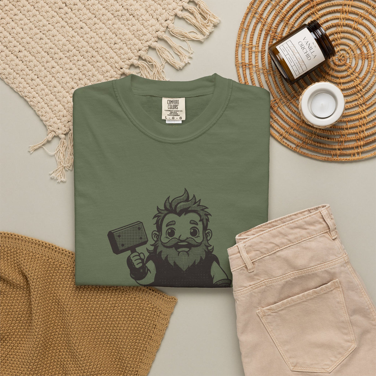 Thor · “Bring a raincoat.” — Garment-Dyed One-Ink Tee