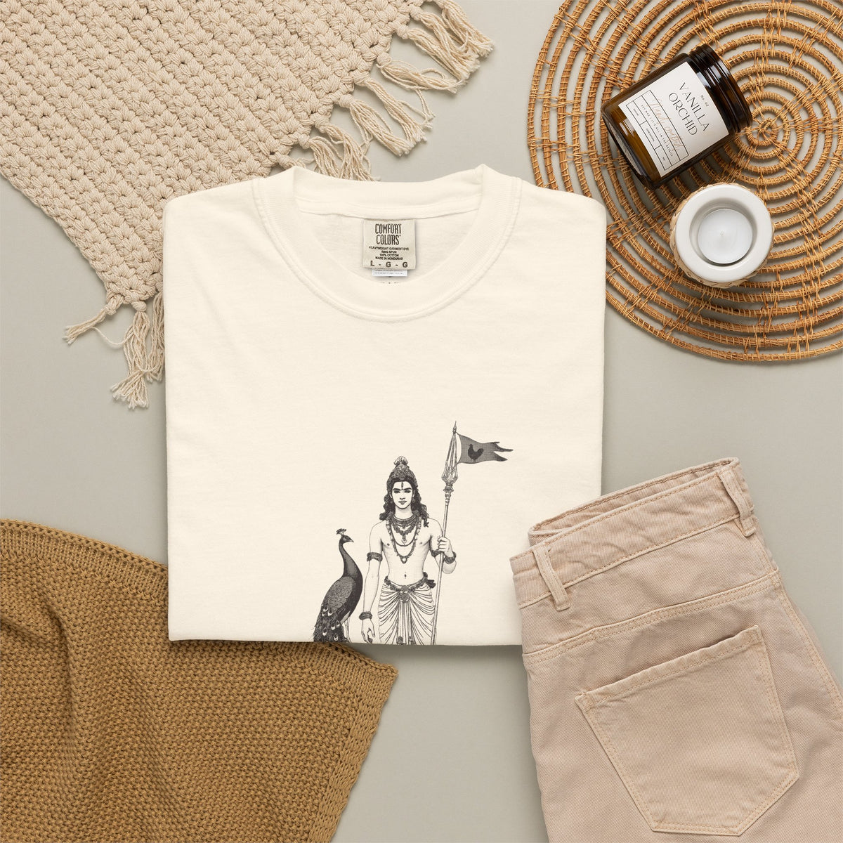 Murugan: Rider of the Peacock — Garment-Dyed One-Ink Tee