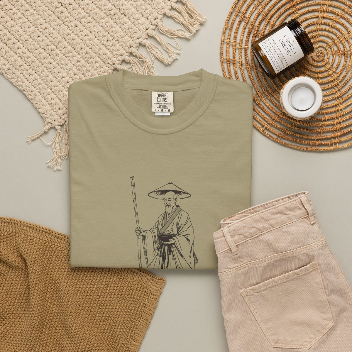 Kōbō Daishi · “Never walking alone.” — Garment-Dyed One-Ink Tee