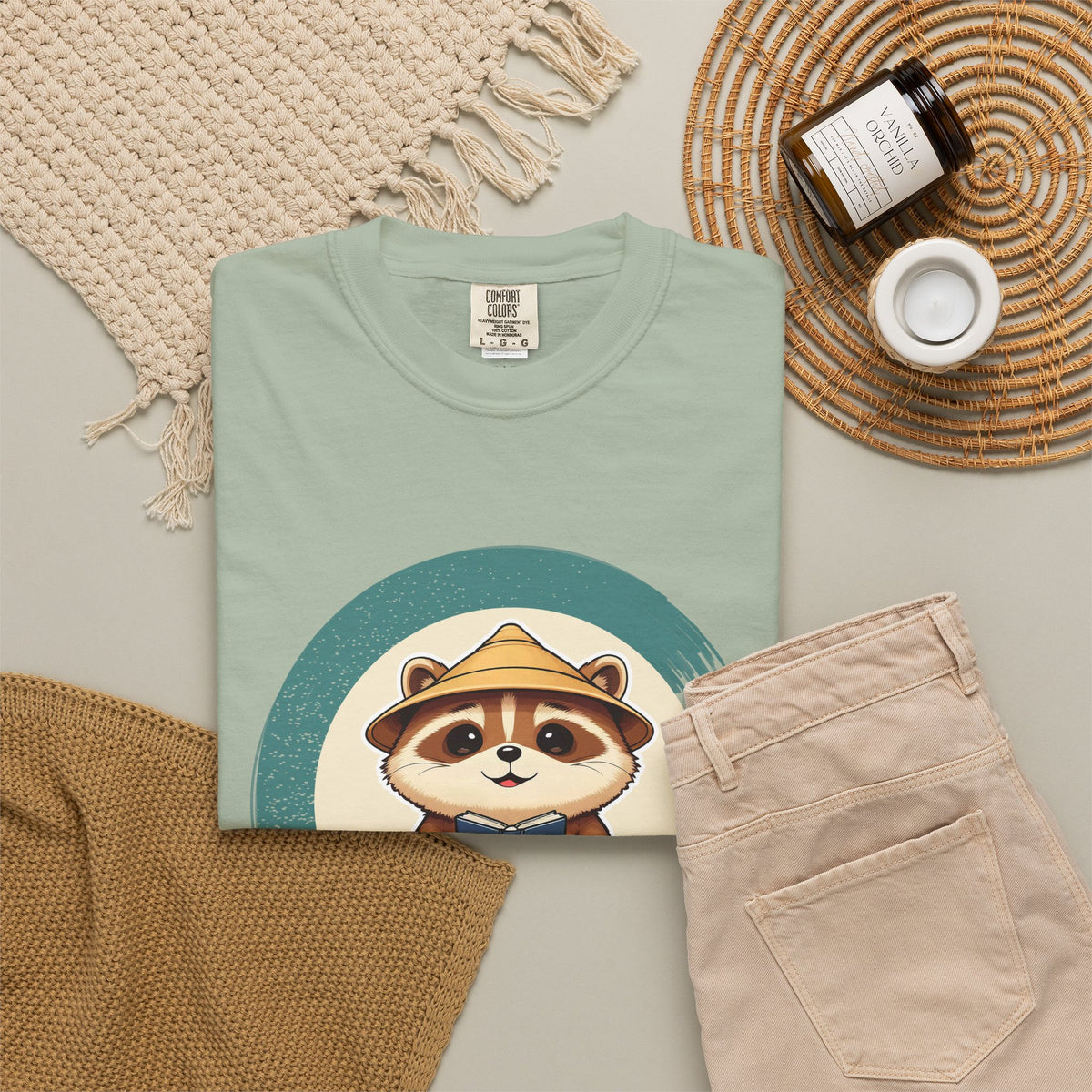 Tanuki: Lucky Greeter at the Shop Door — Garment-Dyed T-Shirt