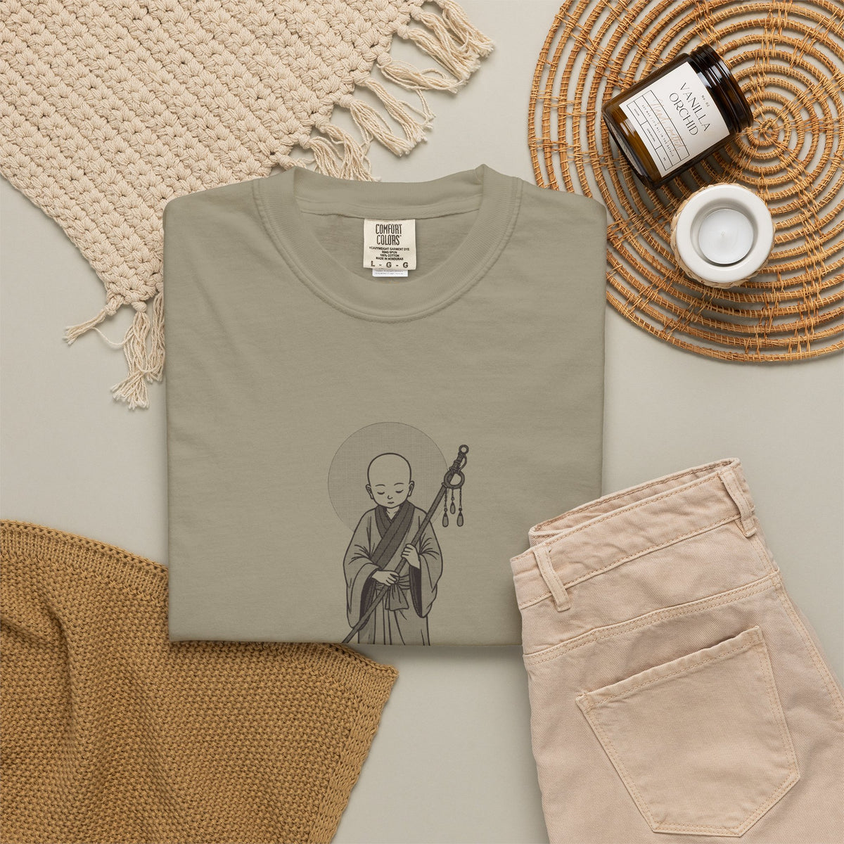 Jizō · “Travel buddy.” — Garment-Dyed One-Ink Tee