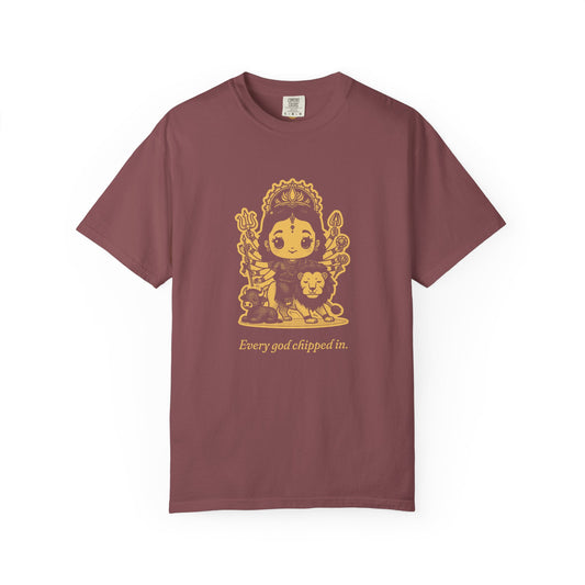 Durga · “Every god chipped in.” — Garment-Dyed One-Ink Tee