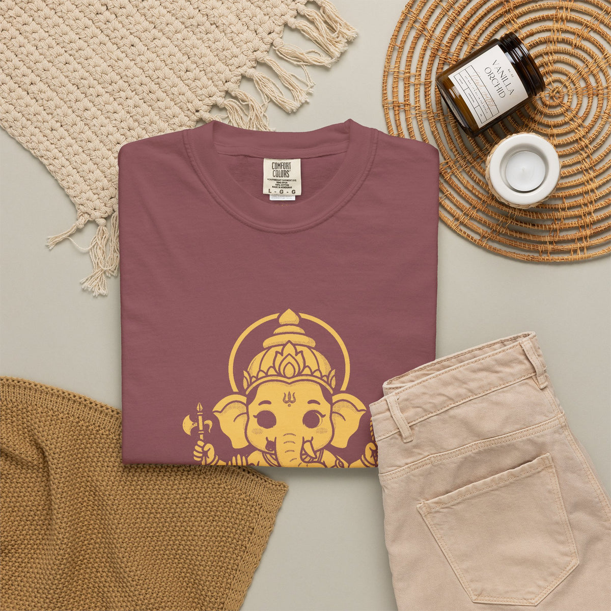 Ganesha · “First things first.” — Garment-Dyed One-Ink Tee