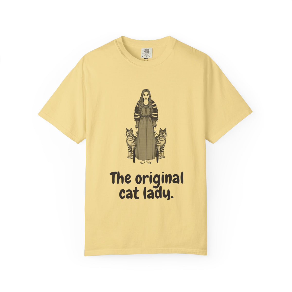Freyja · “The original cat lady.” — Garment-Dyed One-Ink Tee