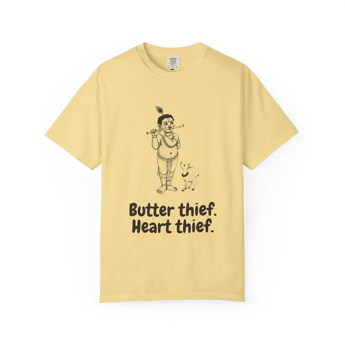 Krishna · “Butter thief. Heart thief.” — Garment-Dyed One-Ink Tee