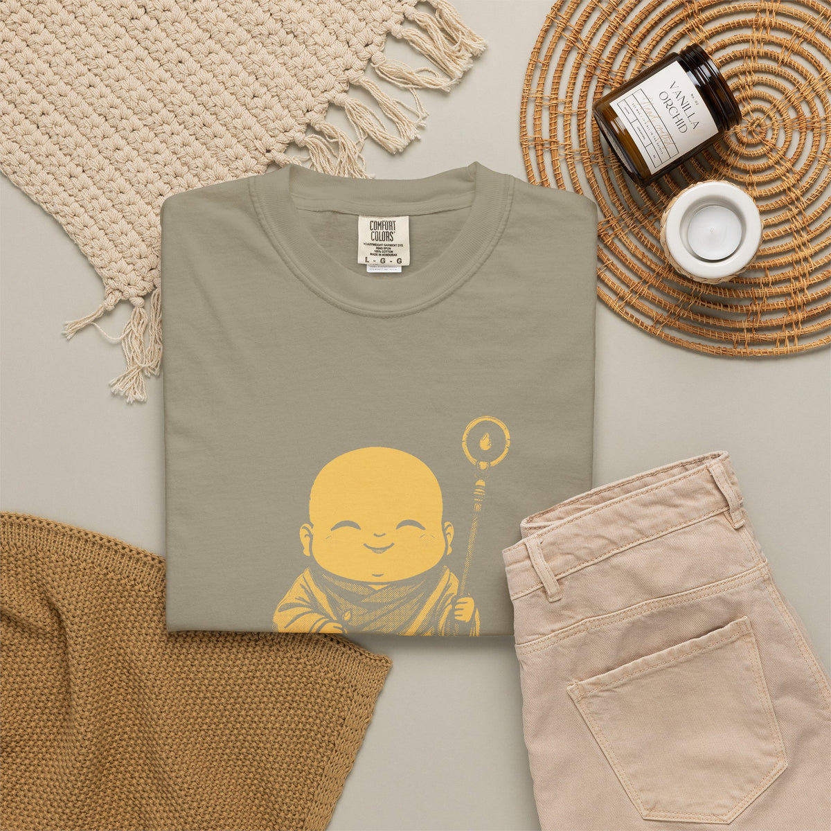 Jizō · “Travel buddy.” — Garment-Dyed One-Ink Tee