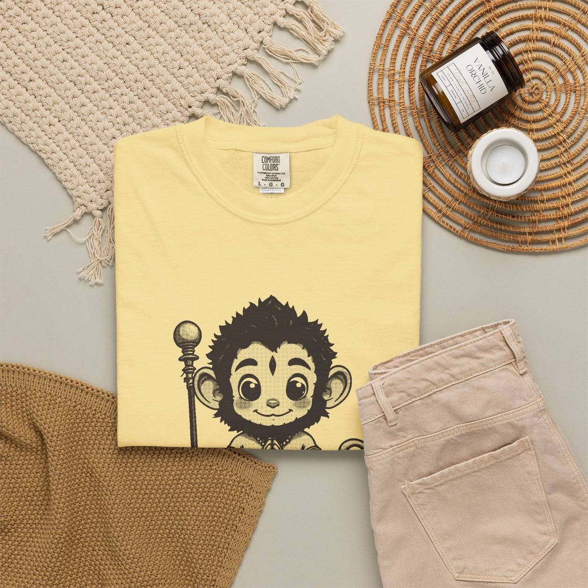 Hanuman · “Brought the whole mountain.” — Garment-Dyed One-Ink Tee