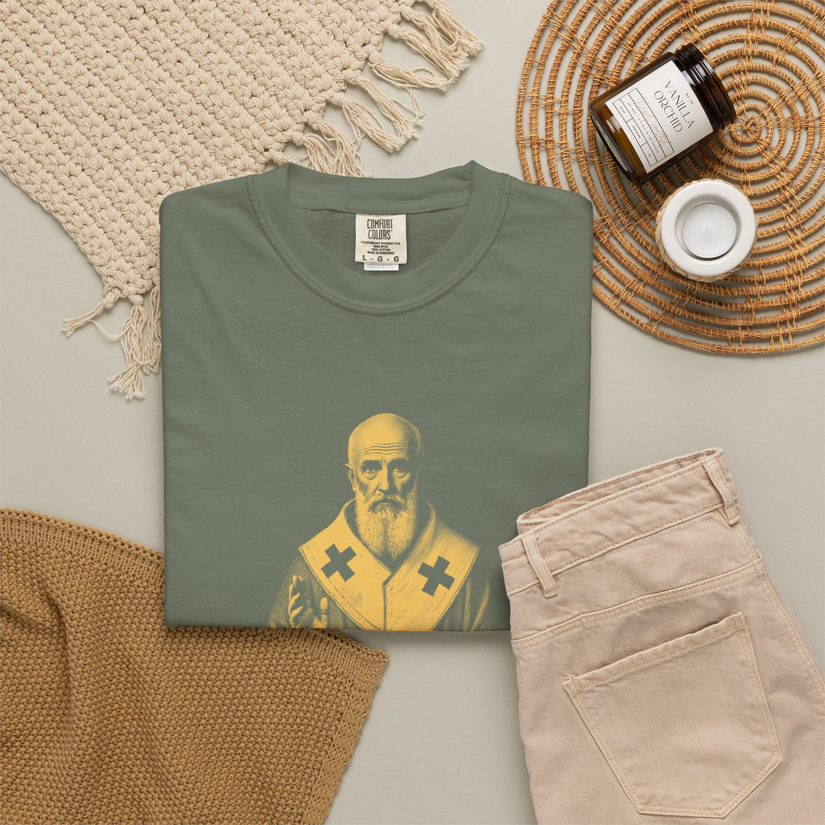 St Nicholas of Myra · “Give in secret.” — Garment-Dyed One-Ink Tee