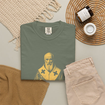 St Nicholas of Myra · “Give in secret.” — Garment-Dyed One-Ink Tee