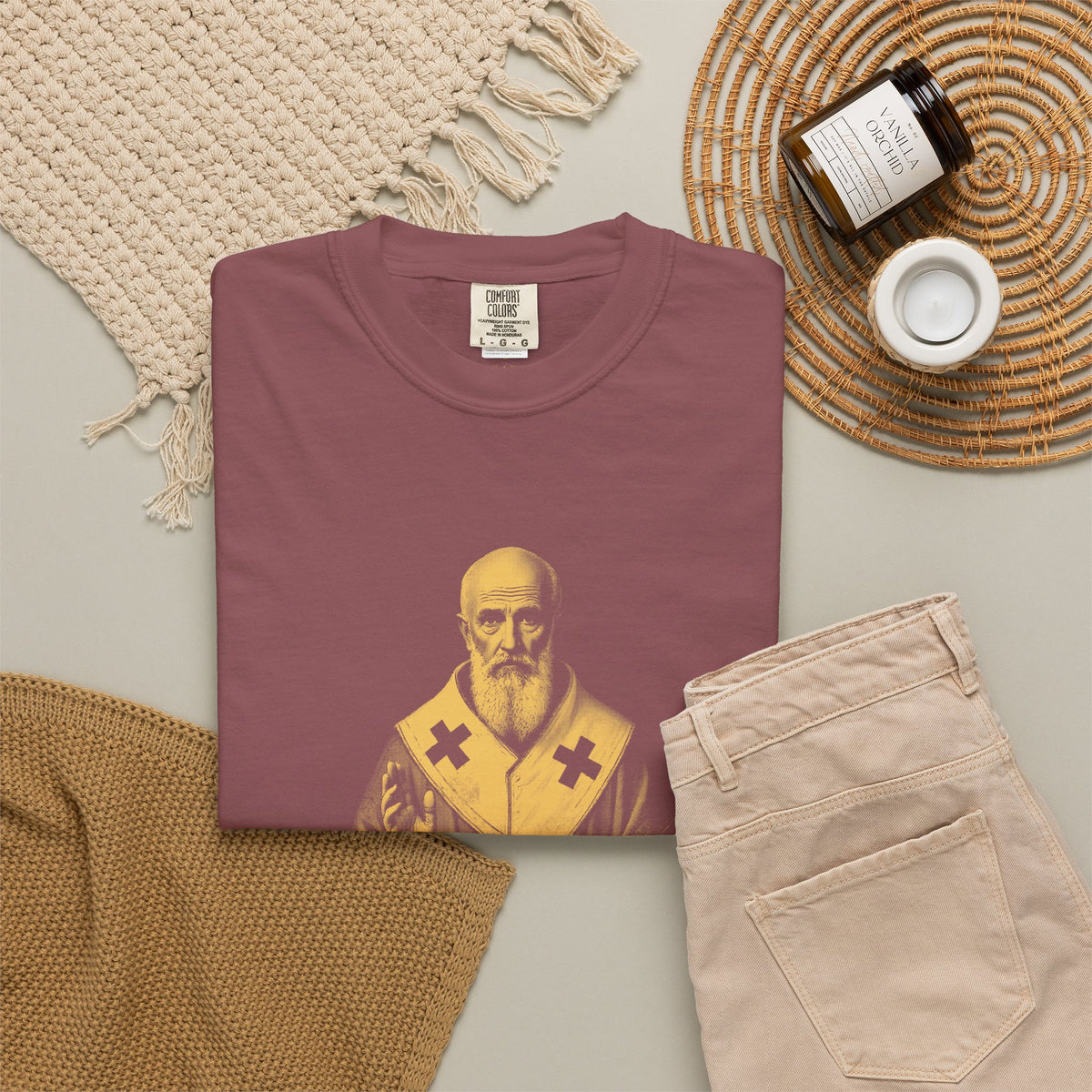 St Nicholas of Myra · “Give in secret.” — Garment-Dyed One-Ink Tee