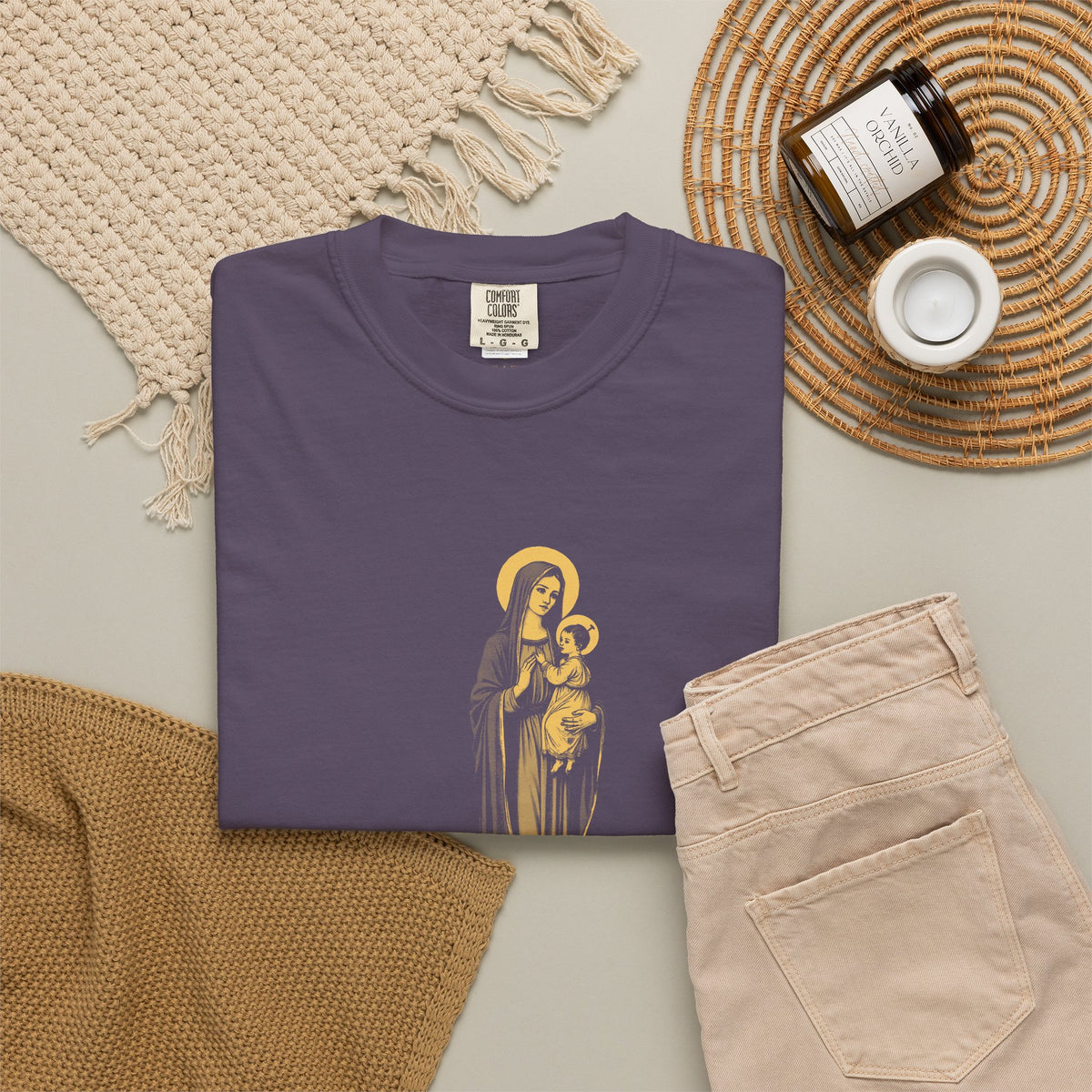 The Virgin Mary · “Ask your mother.” — Garment-Dyed One-Ink Tee