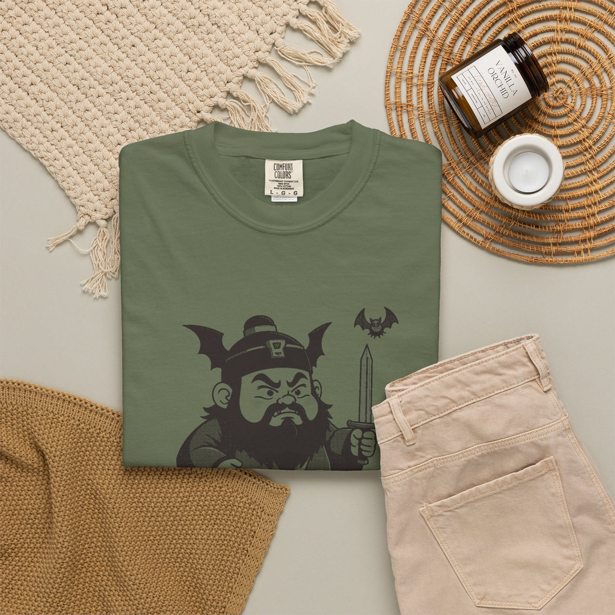 Zhong Kui: Bringer of the Five Blessings — Garment-Dyed One-Ink Tee