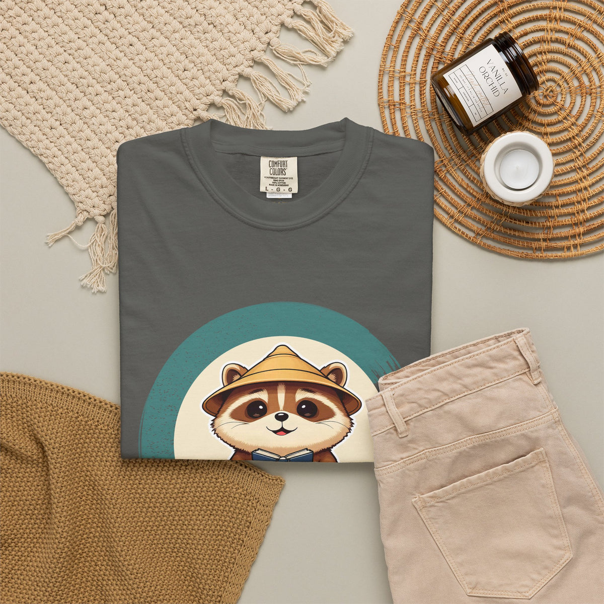 Tanuki: Lucky Greeter at the Shop Door — Garment-Dyed T-Shirt