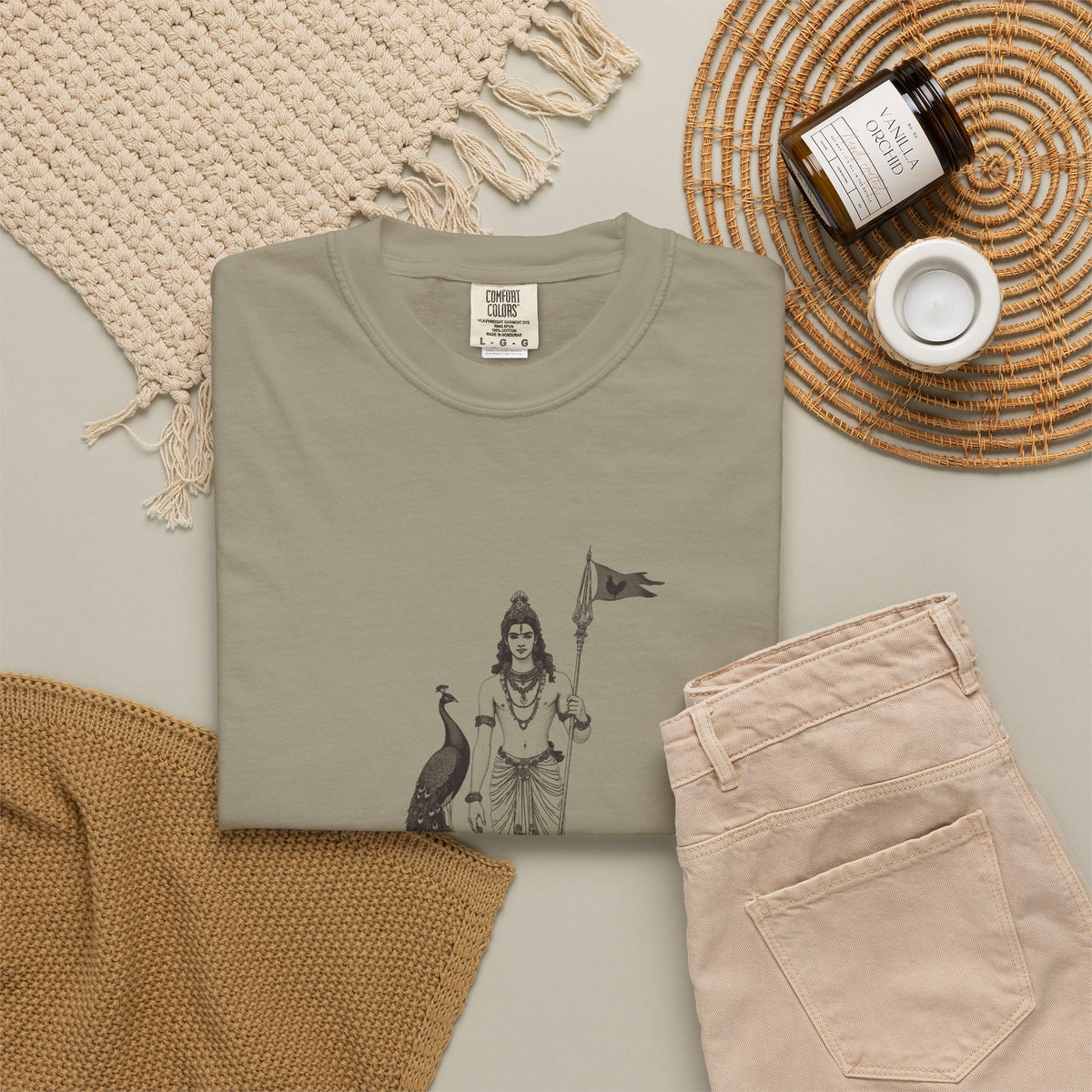 Murugan: Rider of the Peacock — Garment-Dyed One-Ink Tee