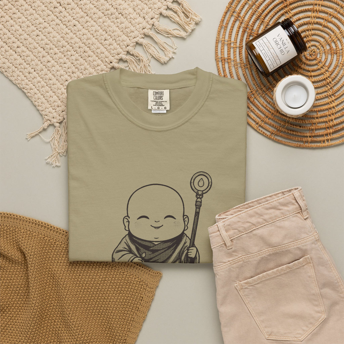 Jizō · “Travel buddy.” — Garment-Dyed One-Ink Tee