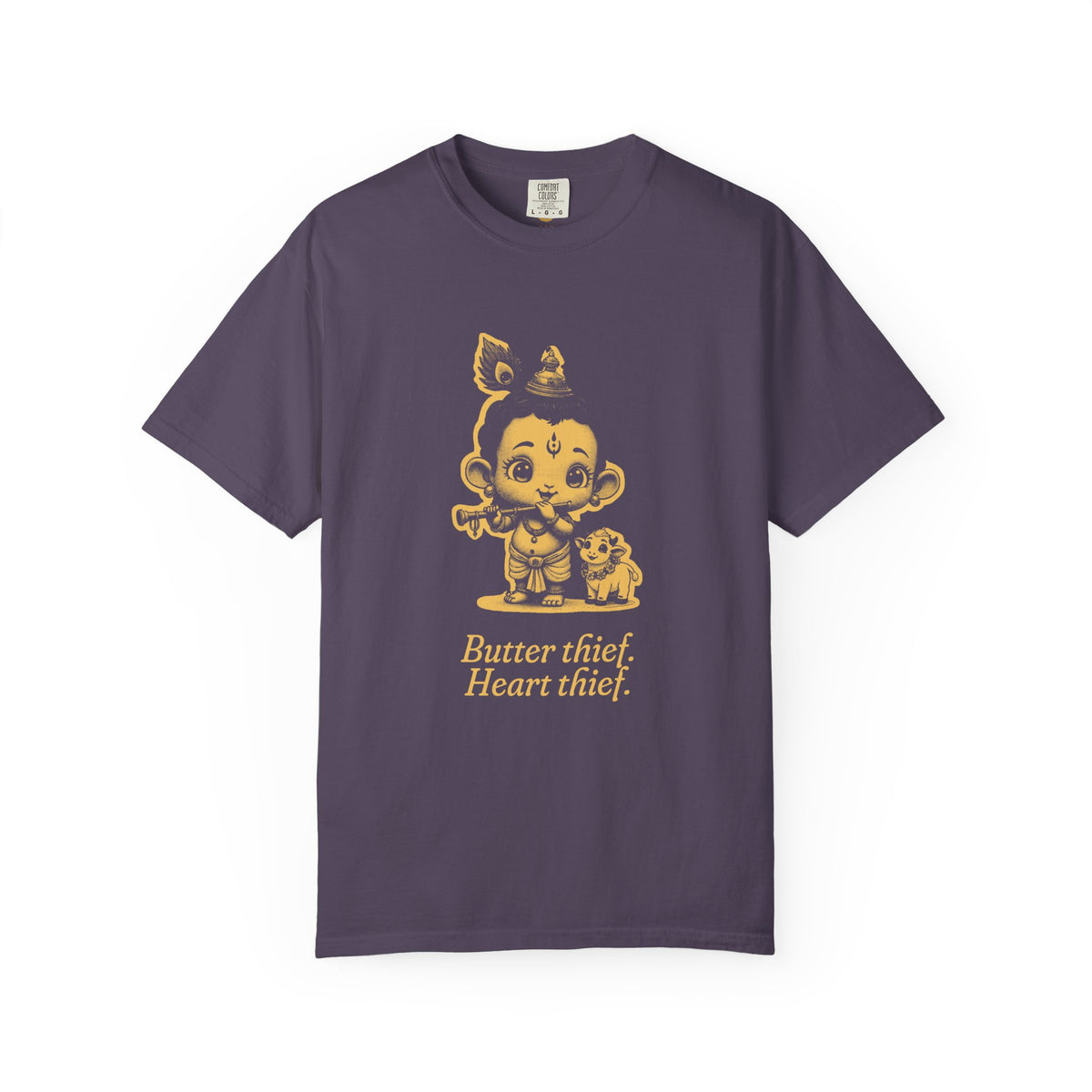 Krishna · “Butter thief. Heart thief.” — Garment-Dyed One-Ink Tee