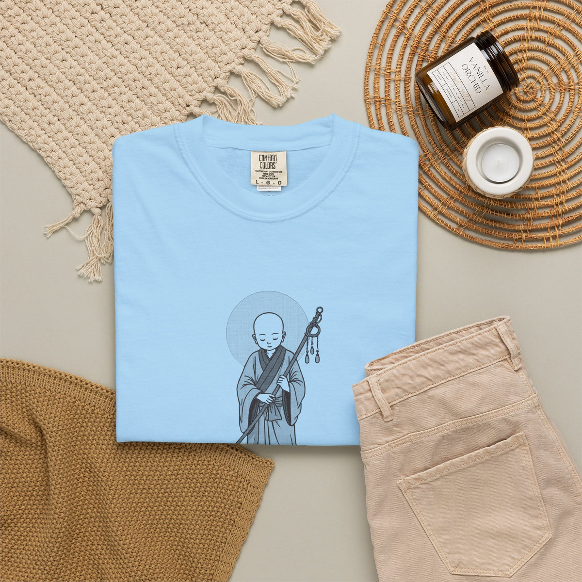 Jizō · “Travel buddy.” — Garment-Dyed One-Ink Tee