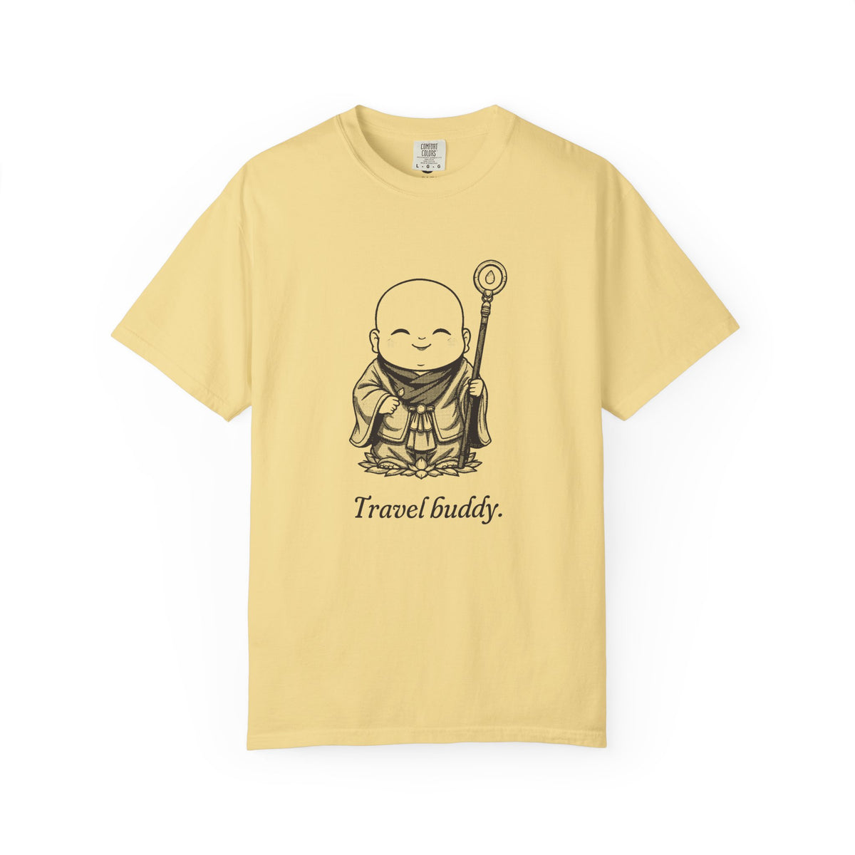 Jizō · “Travel buddy.” — Garment-Dyed One-Ink Tee