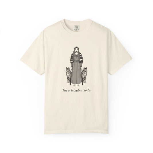 Freyja · “The original cat lady.” — Garment-Dyed One-Ink Tee