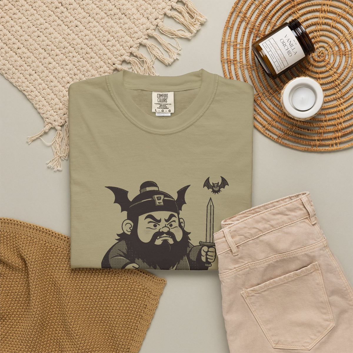 Zhong Kui: Bringer of the Five Blessings — Garment-Dyed One-Ink Tee