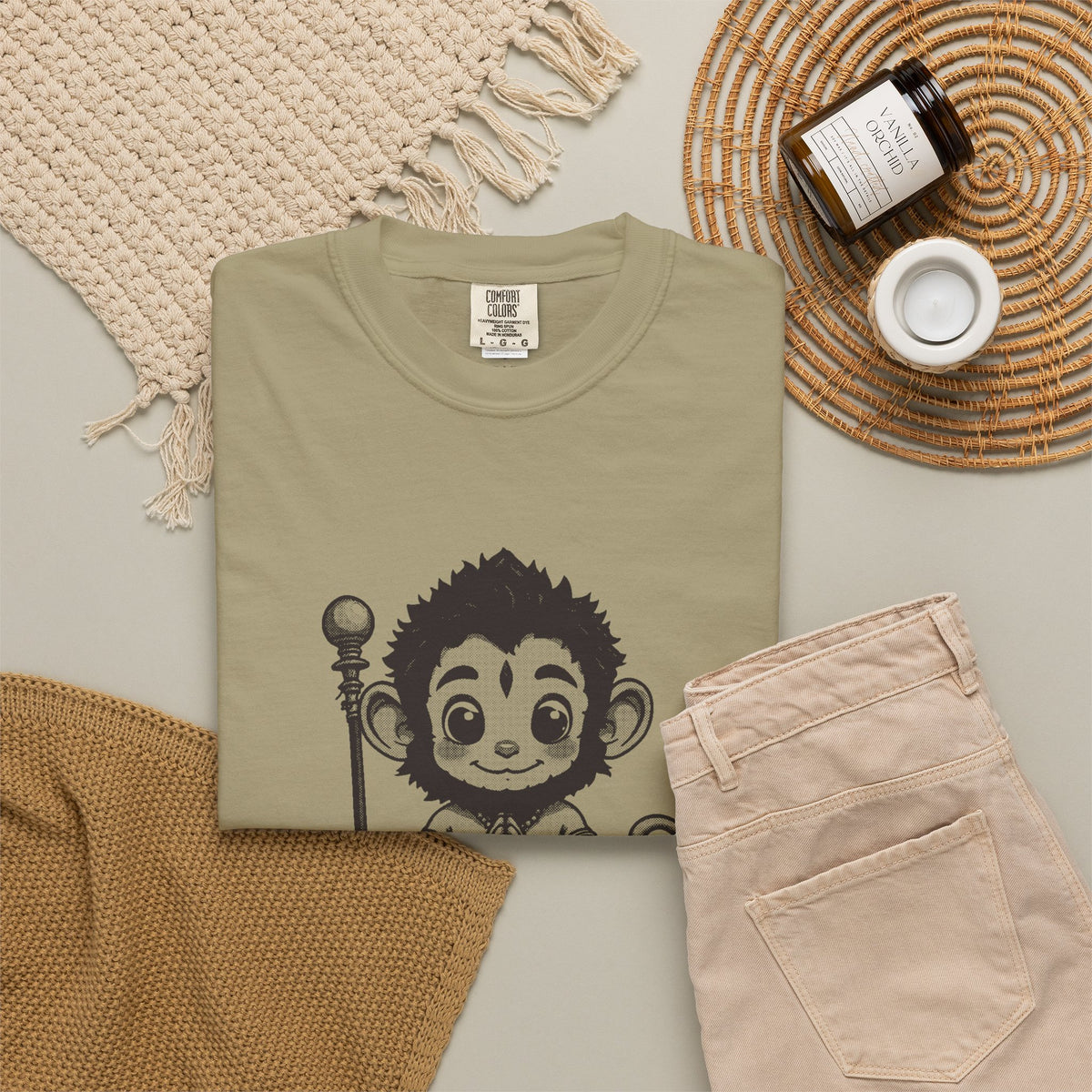 Hanuman · “Brought the whole mountain.” — Garment-Dyed One-Ink Tee