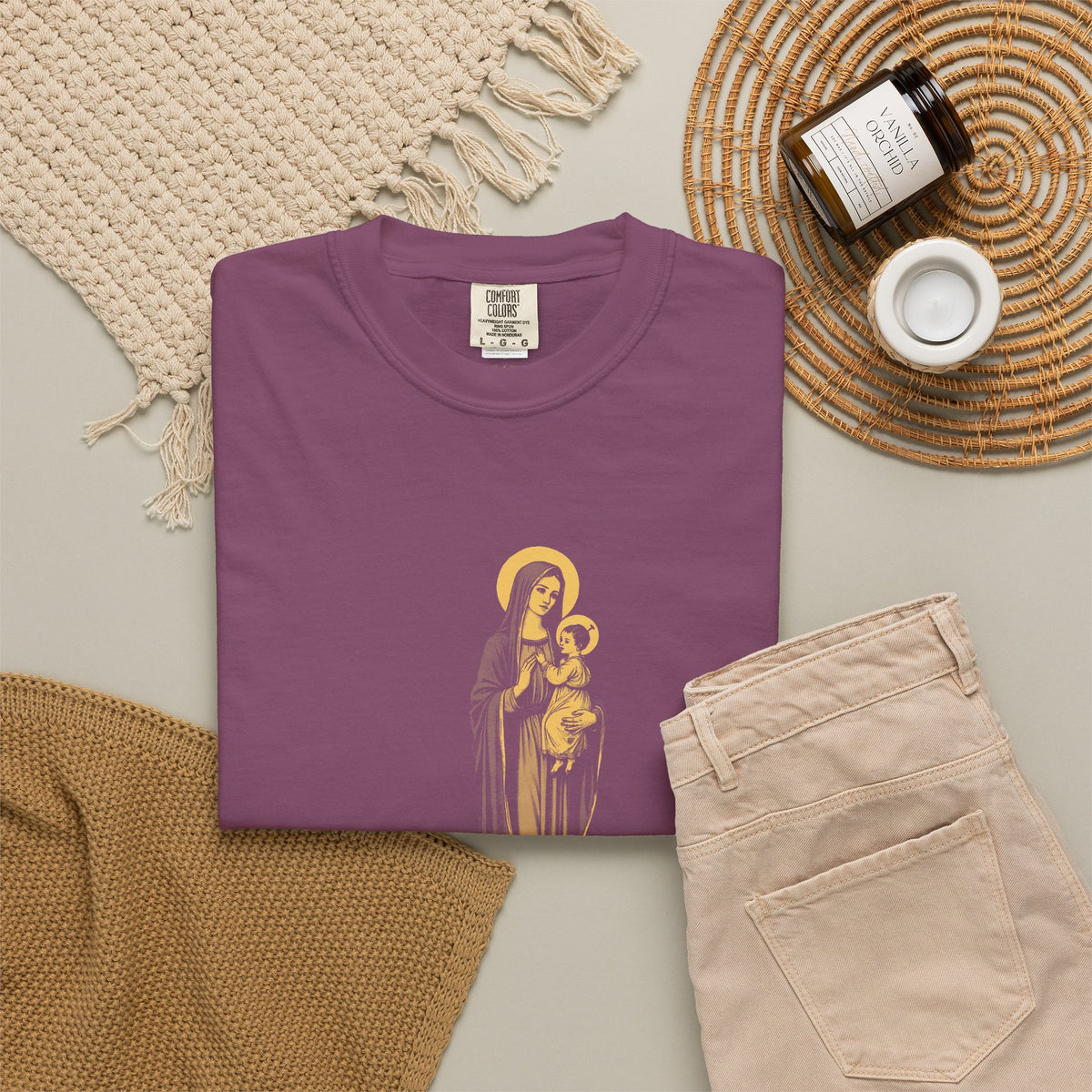 The Virgin Mary · “Ask your mother.” — Garment-Dyed One-Ink Tee
