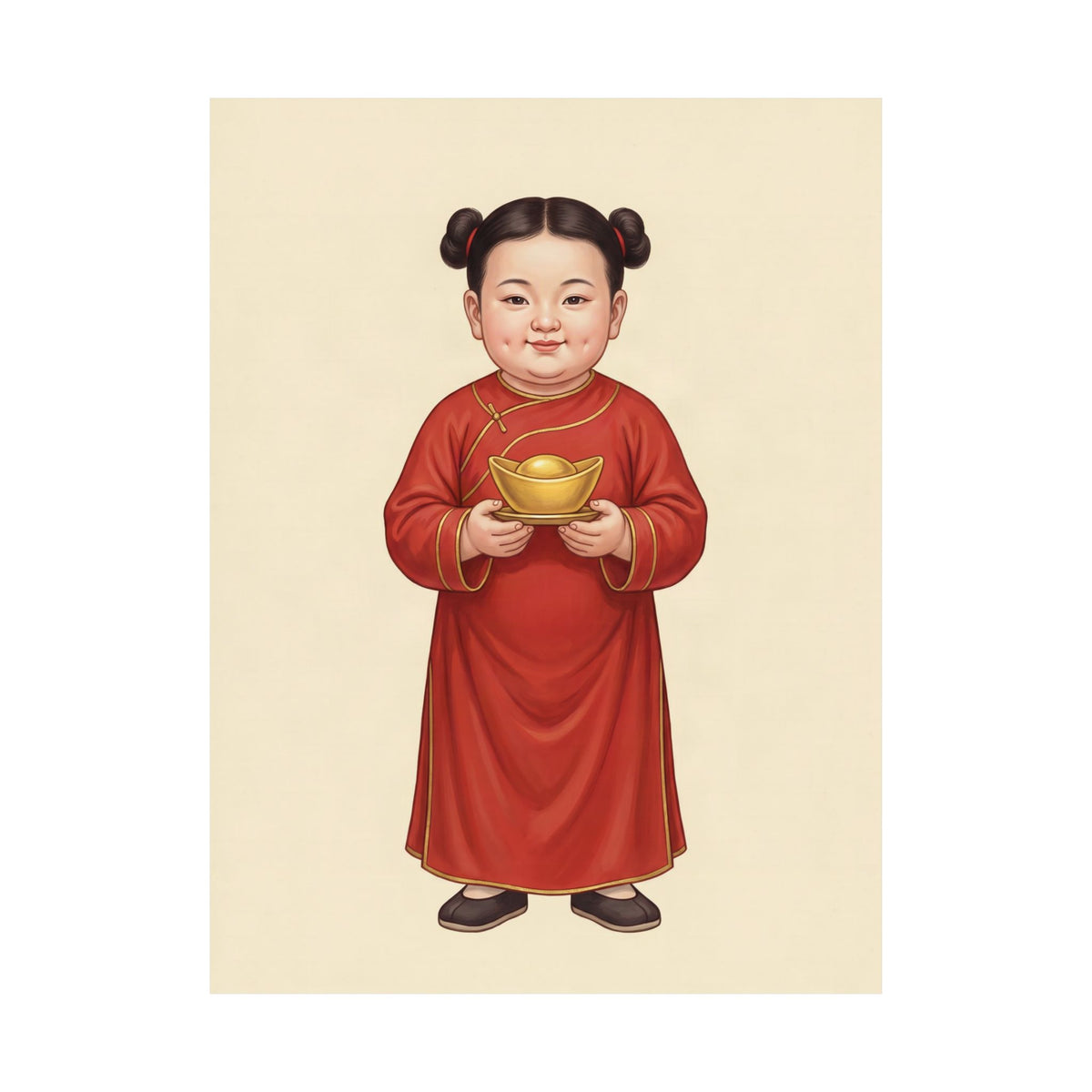 Jinbao Tongzi: Gold Ingot in Both Hands — Art Print