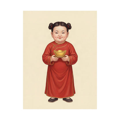 Jinbao Tongzi: Gold Ingot in Both Hands — Art Print