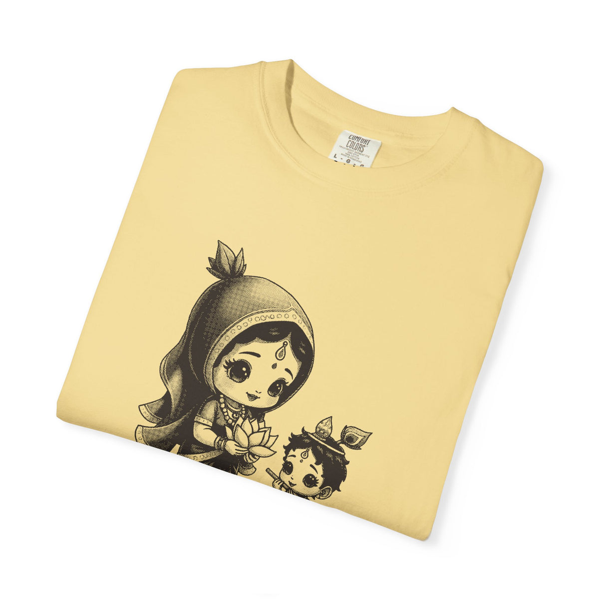 Radha · “Her name comes first.” — Garment-Dyed One-Ink Tee