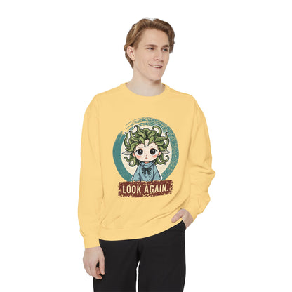 Medusa · “Look again.” — Garment-Dyed Sweatshirt