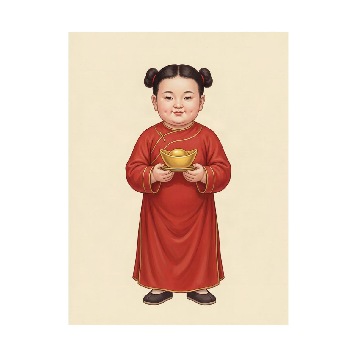 Jinbao Tongzi: Gold Ingot in Both Hands — Art Print