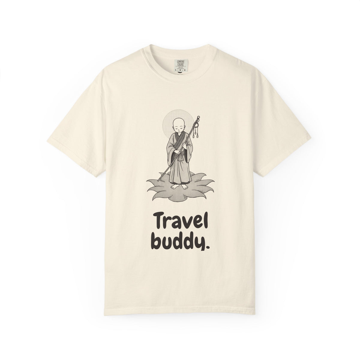 Jizō · “Travel buddy.” — Garment-Dyed One-Ink Tee