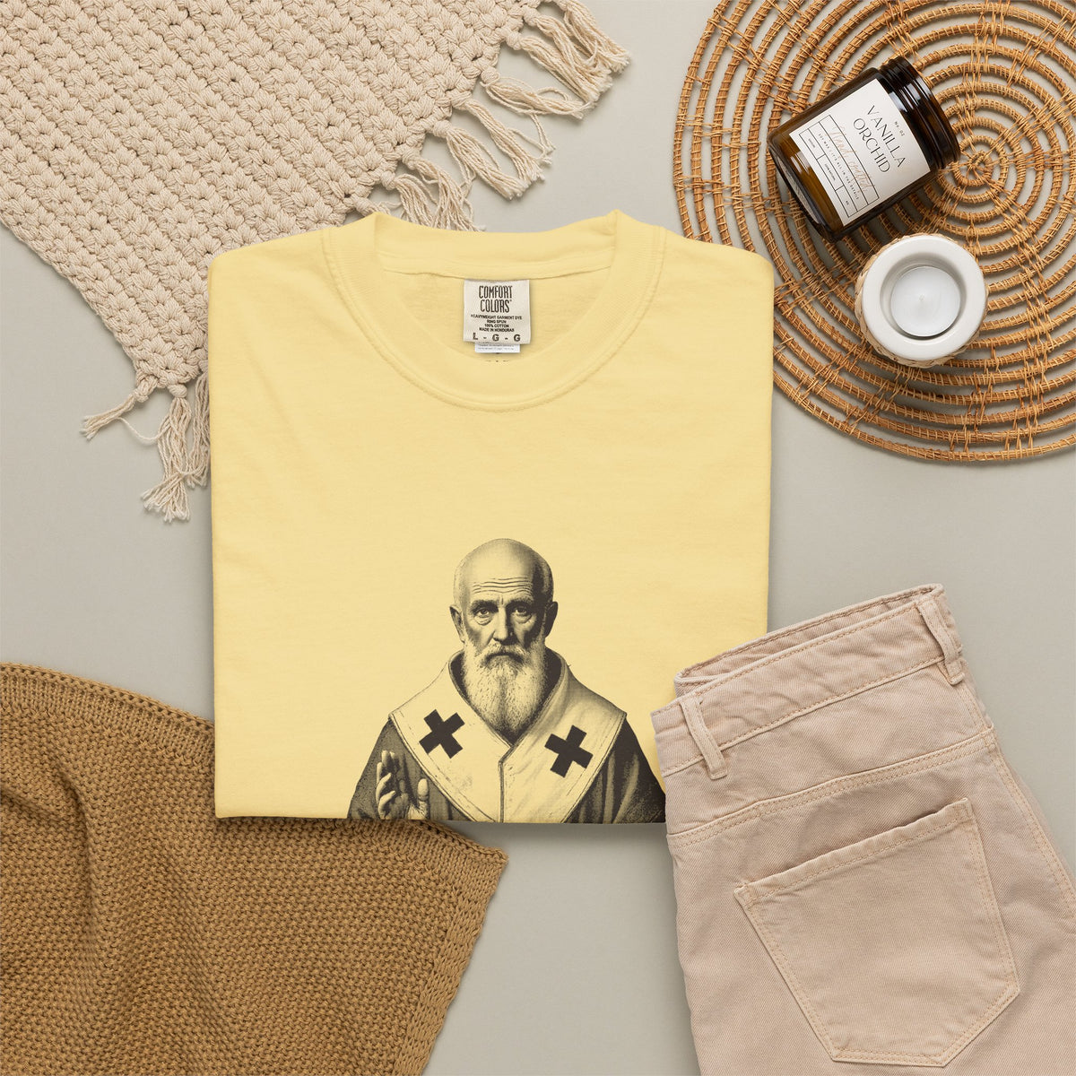 St Nicholas of Myra · “Give in secret.” — Garment-Dyed One-Ink Tee