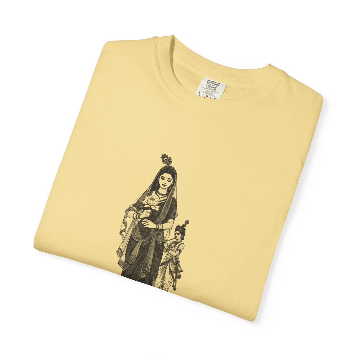 Radha · “Her name comes first.” — Garment-Dyed One-Ink Tee