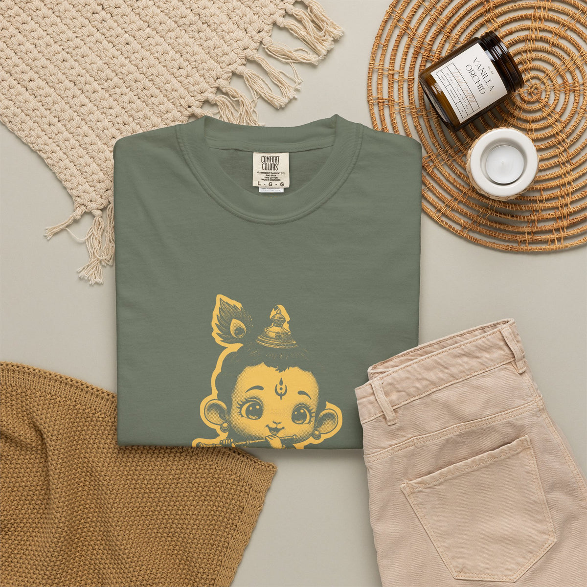 Krishna · “Butter thief. Heart thief.” — Garment-Dyed One-Ink Tee