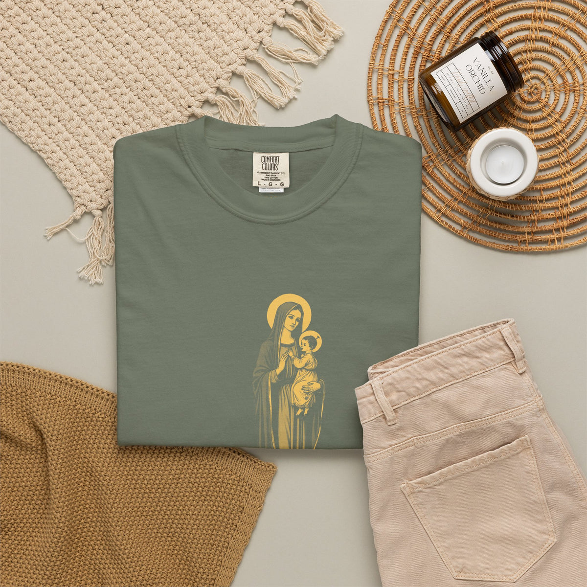 The Virgin Mary · “Ask your mother.” — Garment-Dyed One-Ink Tee