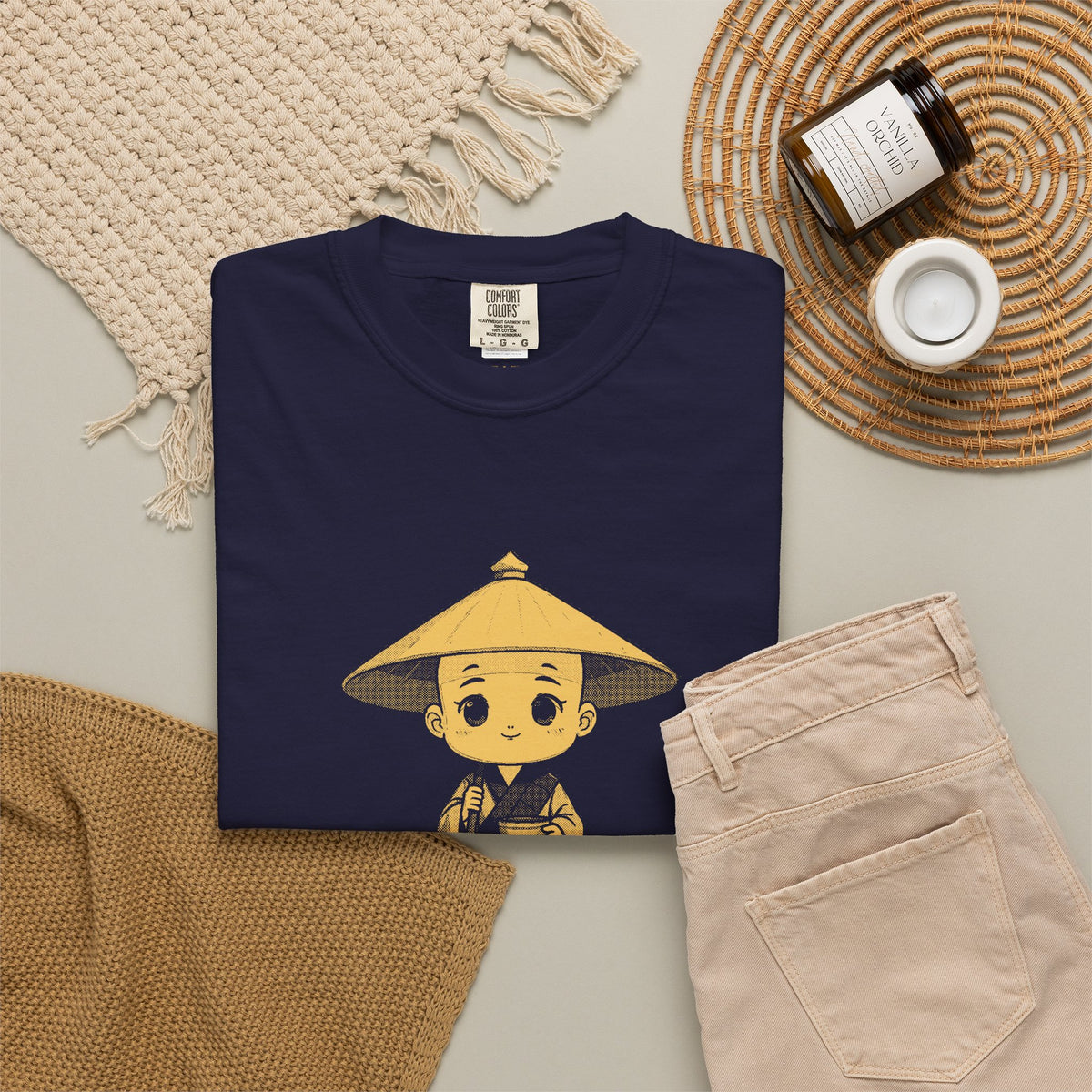 Kōbō Daishi · “Never walking alone.” — Garment-Dyed One-Ink Tee