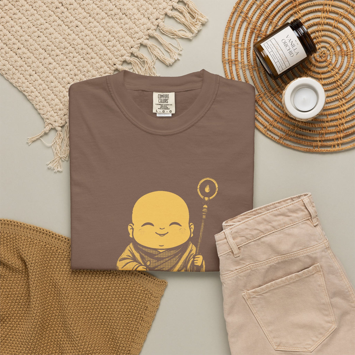 Jizō · “Travel buddy.” — Garment-Dyed One-Ink Tee