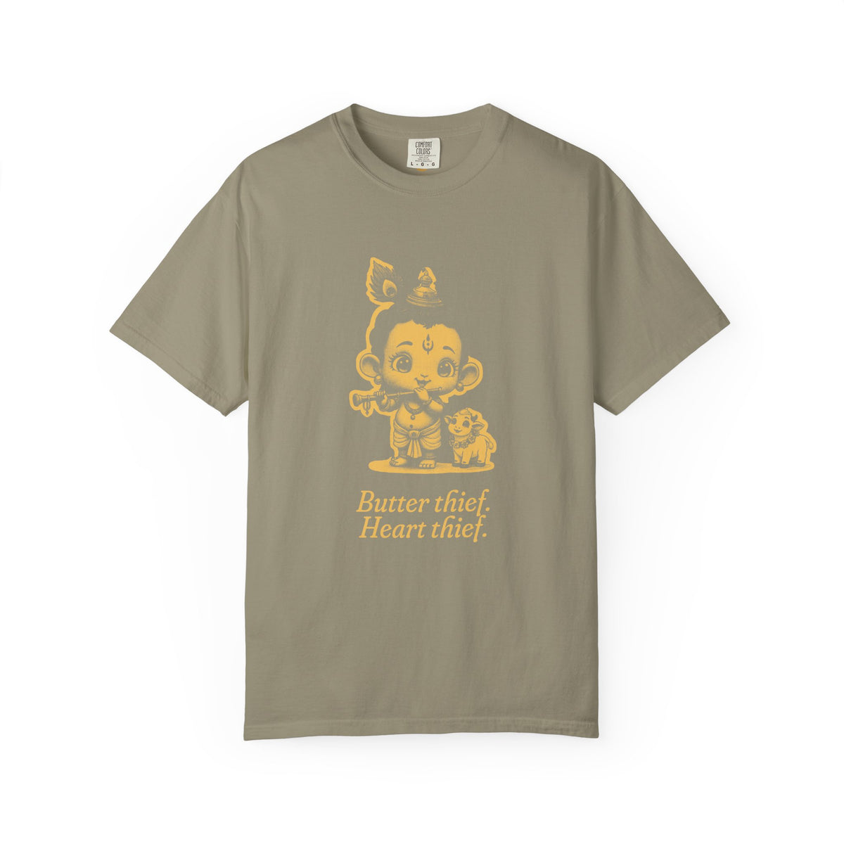 Krishna · “Butter thief. Heart thief.” — Garment-Dyed One-Ink Tee