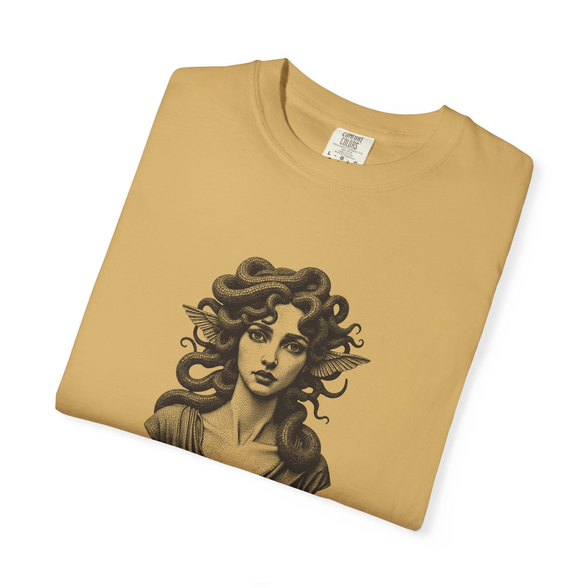 Medusa · “Look again.” — Garment-Dyed One-Ink Tee