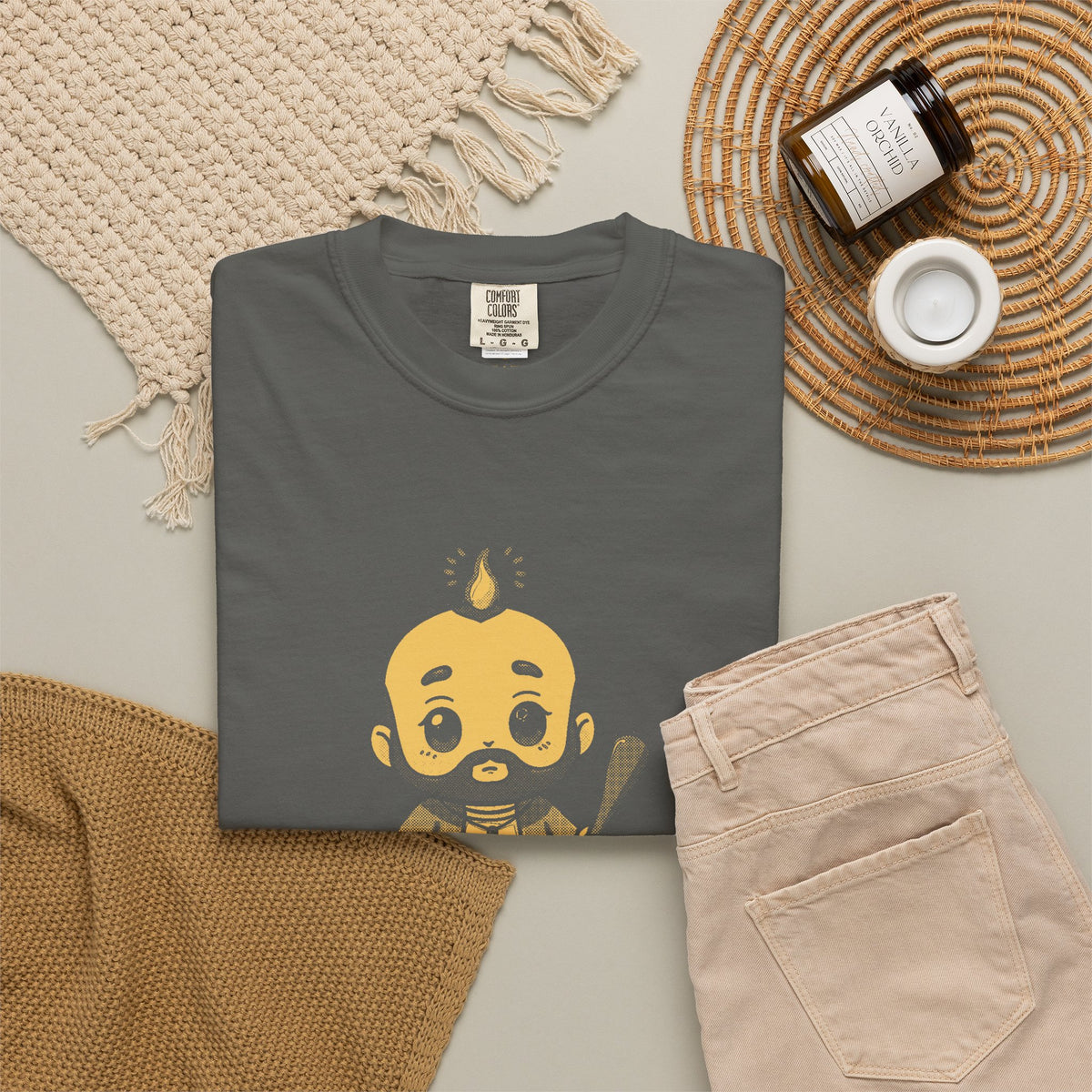 St Jude Thaddeus: Bearer of the Pentecost Flame — Garment-Dyed One-Ink Tee