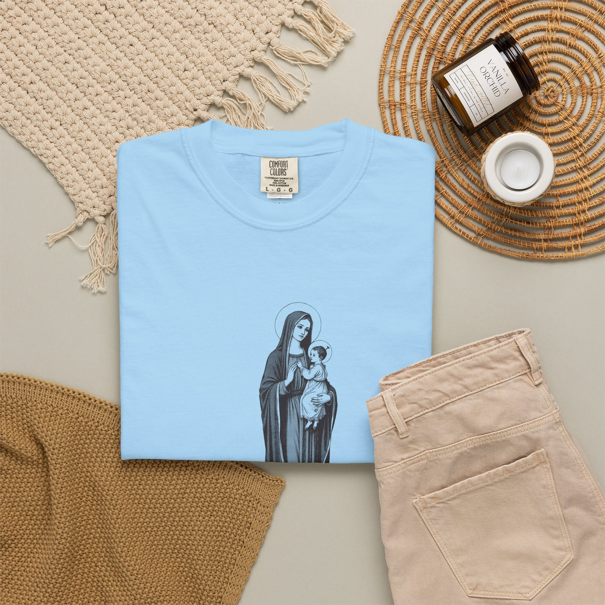 The Virgin Mary · “Ask your mother.” — Garment-Dyed One-Ink Tee