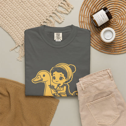 Aphrodite · “Riding a goose, obviously.” — Garment-Dyed One-Ink Tee