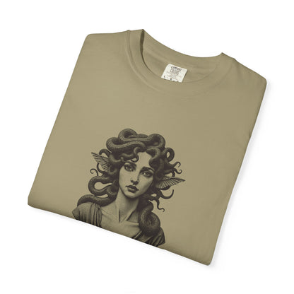 Medusa · “Look again.” — Garment-Dyed One-Ink Tee