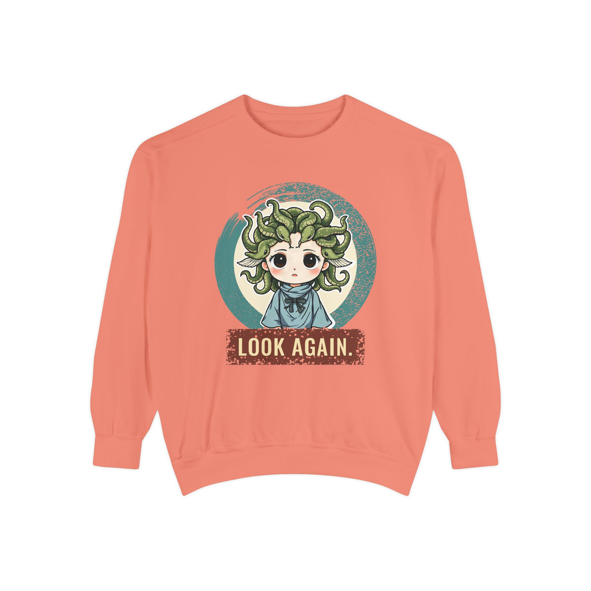 Medusa · “Look again.” — Garment-Dyed Sweatshirt