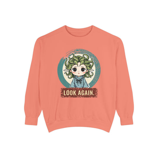 Medusa · “Look again.” — Garment-Dyed Sweatshirt